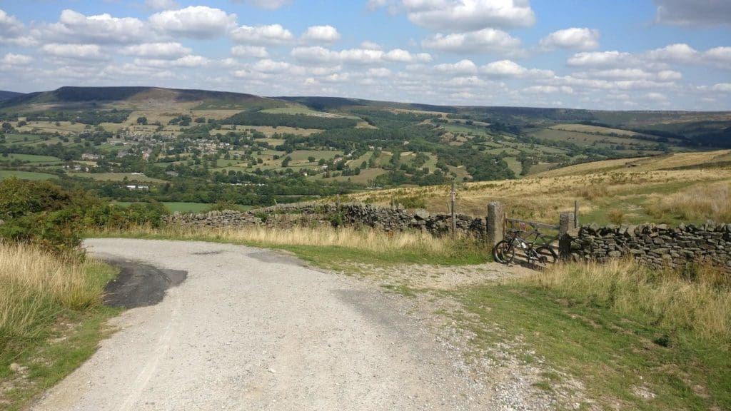 The view from above Shatton, leaving the road and turning onto the Bridleway.